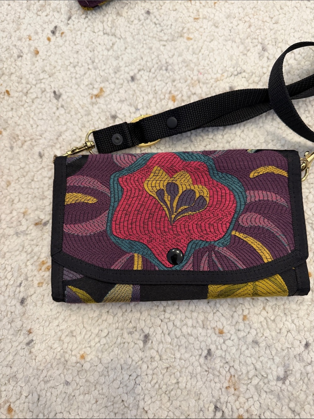 Danny K Floral Printed Black Sling Backpack with Matching Pouches - Picture 5 of 8